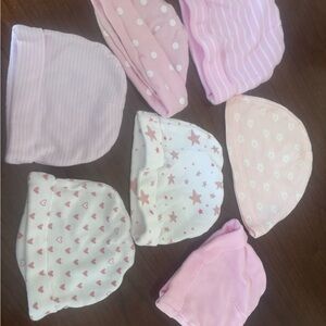 Baby Pink Newborn Hat Set of 7 - Soft Cotton Caps for Infants